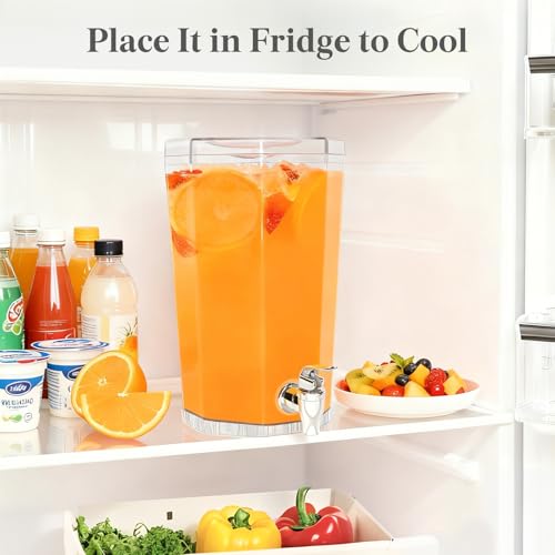 Lifewit 1 Gallon Plastic Drink Dispenser for Parties, Clear Beverage Container for Juice/Tea/Soda, Drink Pitcher with Leak...
