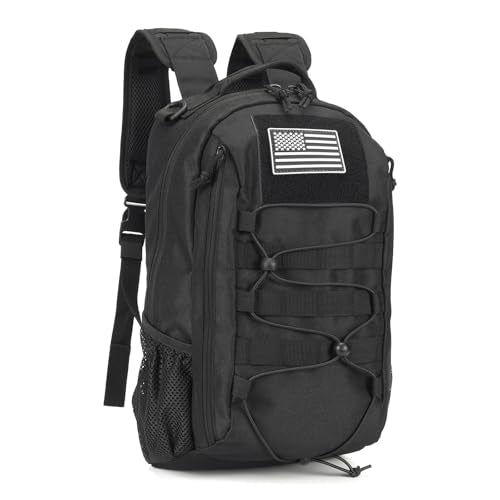 BAIXINGBAGS 20L Mini Small tactical backpack for men, MOLLE System Daypack black gym hunting backpack Comfortable for Hiki...