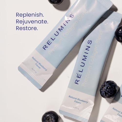 Relumins Premium Collagen & Gluta-1000 Bundle – 10 Blueberry Marine Collagen Sachets + 30 Vegetarian Capsules for Holidays...