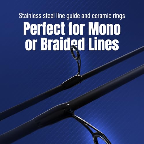 Reaction Tackle Fishing Rod and Reel Combo – 2-Piece IM6 Carbon Rods with Smooth Casting Reels – Spinning & Baitcasting Op...