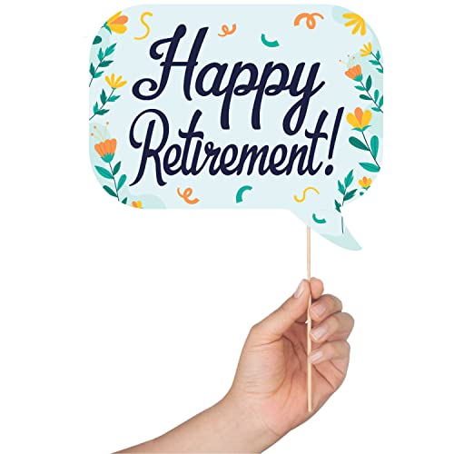 Retirement Photo Booth Props - 41-pc Photobooth Kit with 8 x 10-Inch Sign, 60 Adhesive Pads, 45 Sticks - Retirement Party ...