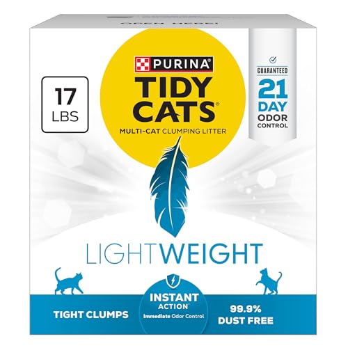 Purina Tidy Cats LightWeight Instant Action, Odor control, Multi-Cat, Clumping, 99.9 Percent Dust Free Cat Litter - 17 lb....