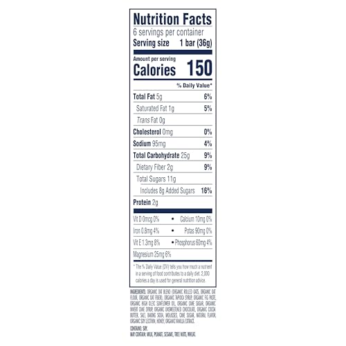 Zbar - Chocolate Chip - Soft-Baked Energy Snack Bars - Non-GMO - 12g Whole Grains - USDA Organic Granola Bars (6 Pack)