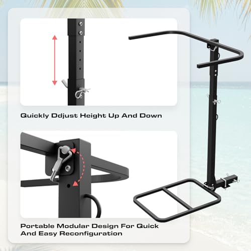 nutoniz 2-in-1 RV Hitch Mount Kayak Rack for Truck SUV Camper Trailer, Height Adjustable Vertical Standing Kayak Carrier w...