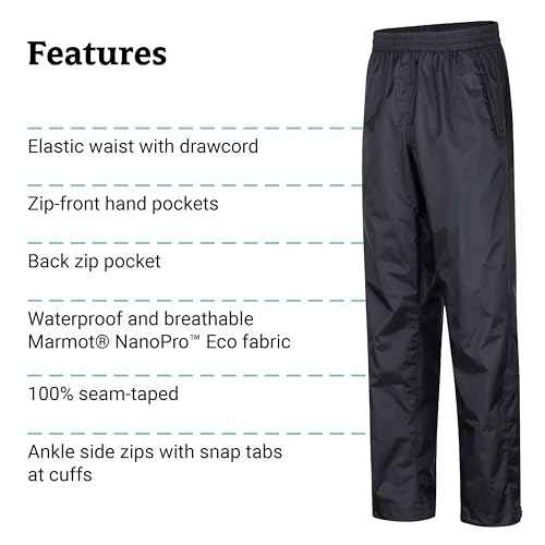 MARMOT Men's Precip Eco Rain Lightweight, Waterproof, Packable Hiking Pants Made with Recycled Materials