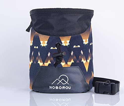 Noborou Chalk Bag for Rock Climbing + Crossfit + Weightlifting | Bouldering Chalk Bag | Wide Opening | Large Zippered Pock...