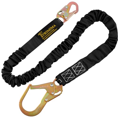 TRSMIMA Safety Harness Lanyard Retractable - Fall Protection Climbing Tree Strap 6 FT Single Leg Internal Shock Absorbing ...