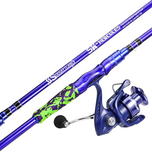 Sougayilang Inshore Saltwater Fishing Rods Combo, 7-Foot Spinning Rods and Casting Rods with Spinning/Trolling Reel