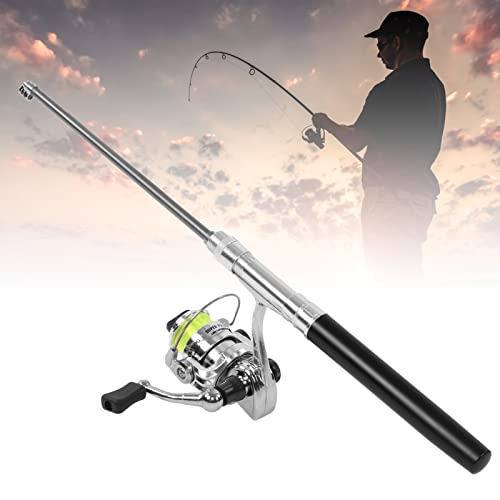 Sunicon Portable Pen Shape Fishing Rod, Mini Pocket Collapsible Fishing Pole Kit Spinning Fishing Gear Organizer Pole Tele...