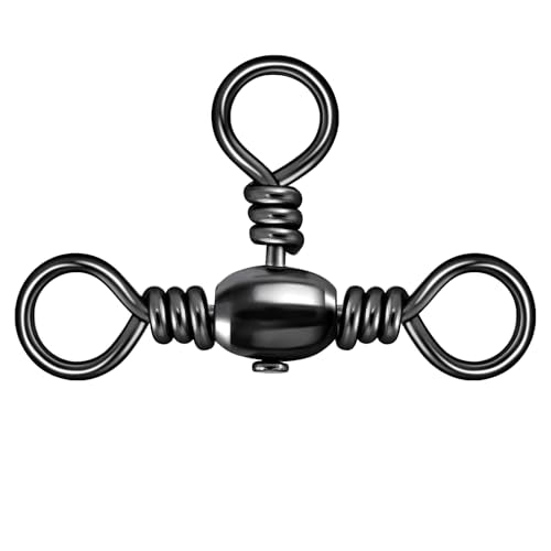 Alwonder 50-Pack 3 Way Swivels Fishing Tackle High Strength Stainless Steel Barrel Swivels 35-175LB Three Way Swivel for S...
