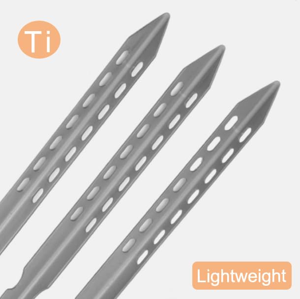 Ultralight Titanium Tent Stakes with Orange Cord, 6.3 Inch, 0.46 oz, Set of 6, Gray Best for Camping, Backpacking, Hiking,...