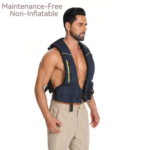 Poesidon Adjustable Lightweight Breathable Water Safety Life Jacket | Classic Unisex Design | Multi-Functional Dual Storag...