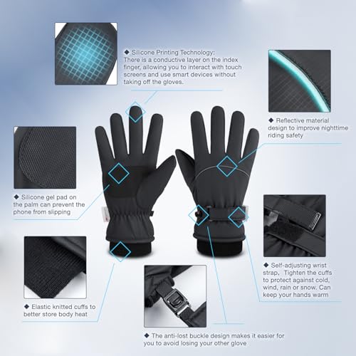 Winter Ski Gloves for Men and Women,Upgraded Windproof Cold Weather Thermal with Touchscreen Fingers for Outdoor Sports