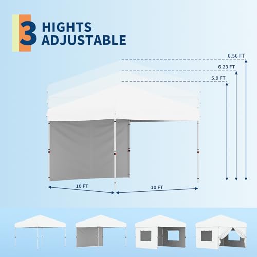 Garvee 10x10 Pop Up Canopy with One Button Push Setup - Heavy Duty Outdoor Canopy Tent with Portable Roller Bag - 3 Adjust...