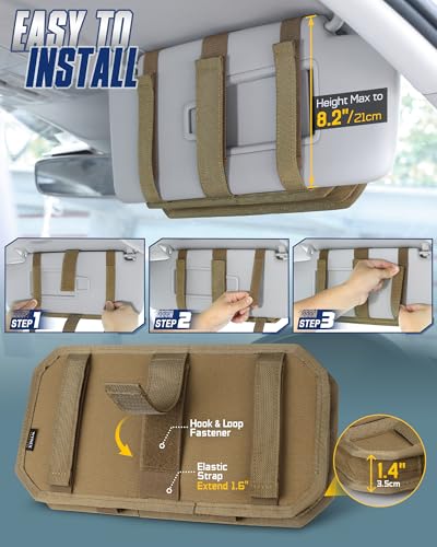 WYNEX Molle Car Sun Visor Organizer, Original Design Car Accessories with Zipper Visor Storage Pouch & Glasses Clip, Semi-...
