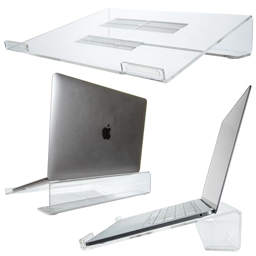 DuraClear Acrylic Laptop Stand for Desk - Ergonomic 2.5" Elevation Acrylic Computer Riser - Laptop Stand Accessory for up ...