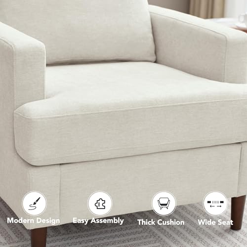 Weture Mid-Century Accent Chair,Modern Linen Fabric Armchair for Living Room,Comfy Upholstered Reading Accent Chairs for B...
