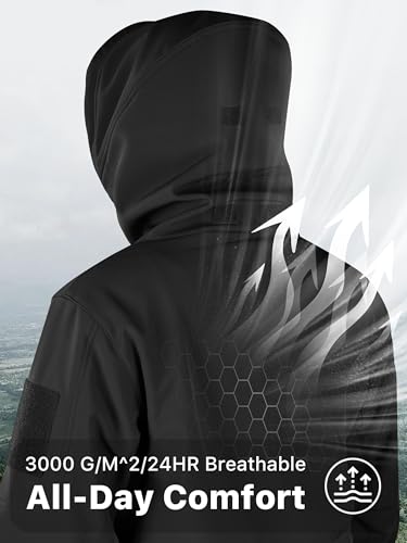 FREE SOLDIER Men's Outdoor Waterproof Soft Shell Hooded Military Tactical Jacket