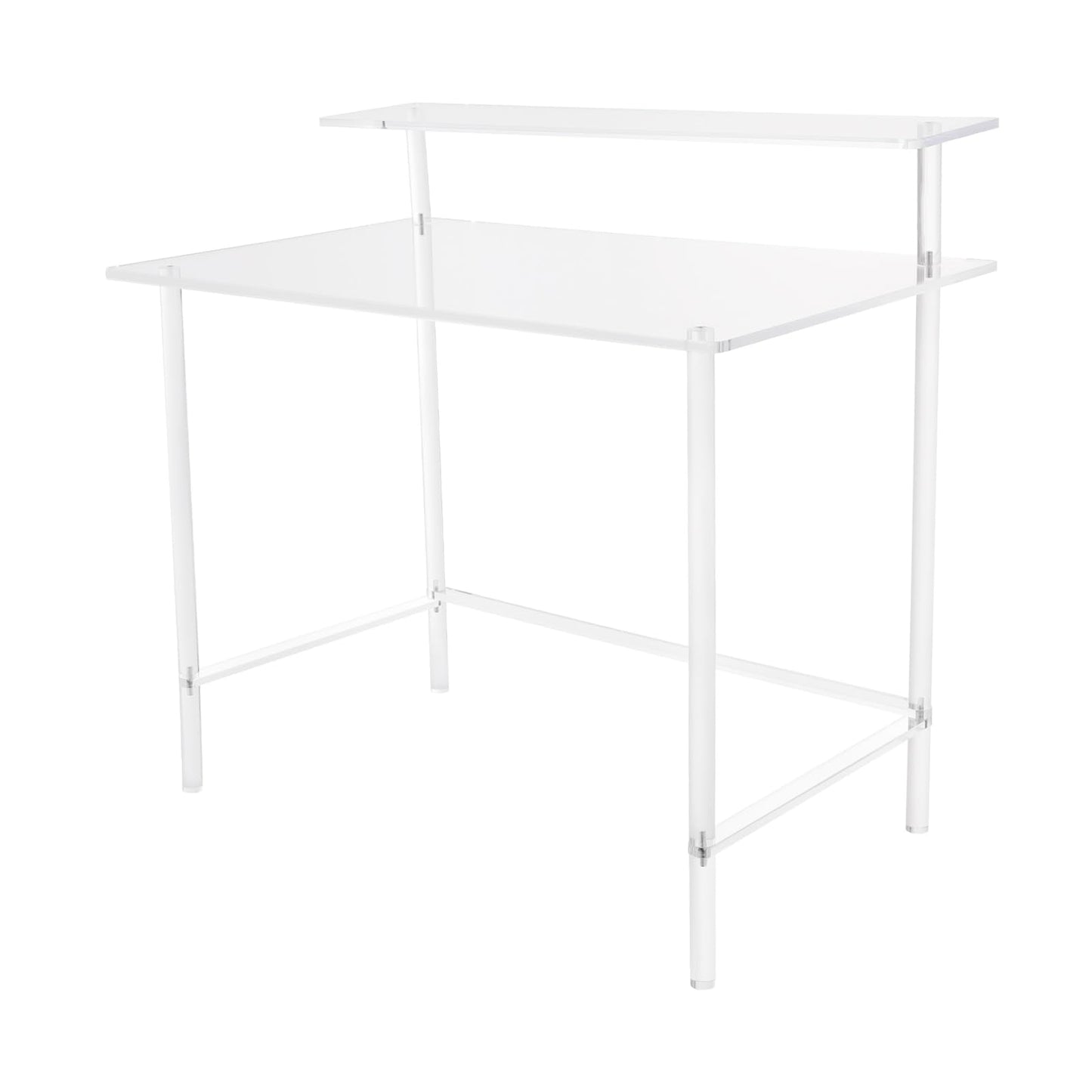 BBinmine Acrylic Desk, 2-Tier Home Office Desk with Monitor Stand, Laptop Study Table Home Office Console Table, 31.5 * 19.69 * 34.65in