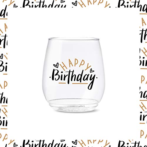 TOSSWARE POP 14oz Vino Golden Birthday Series, SET OF 6, Premium Quality, Recyclable, Unbreakable & Crystal Clear Plastic ...