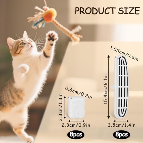6 Pcs Cat Water Fountain Filters and 6 Pump Sponges, Wireless Stainless Steel Kitty Cat Drink Water Fountain Filters Repla...