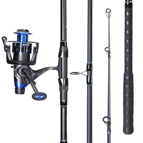 Sougayilang Surf Fishing Rod Combo Medium/Heavy 3 Piece Baitfeeder Spinning Combo with 4000 Size Reel for Travel