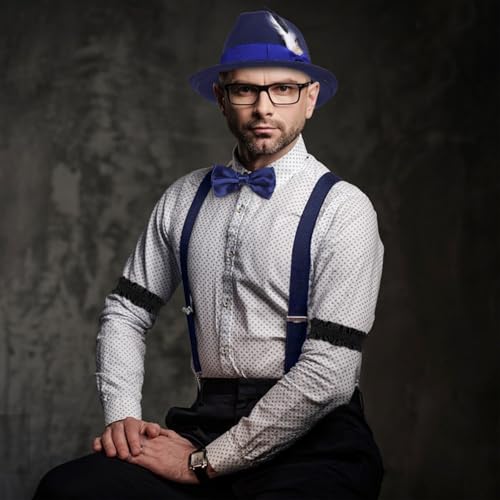 Ultrafun 1920s Mens Costume Retro Gatsby Gangster Accessories Set Fedora Hat Suspender Roaring 20s Costumes