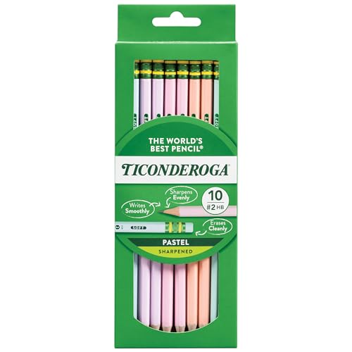 Ticonderoga® Pastel Pencils, 2 Soft, Assorted Colors, Pack Of 10 Pencils