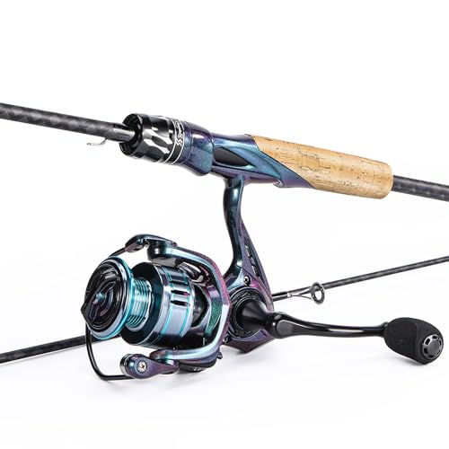 Souagyilang Chameleon Paint Spinning Fishing Rod Reel Combos,2-Section 5.9Ft Light Weight Spinner Rod with Powerful Fishin...