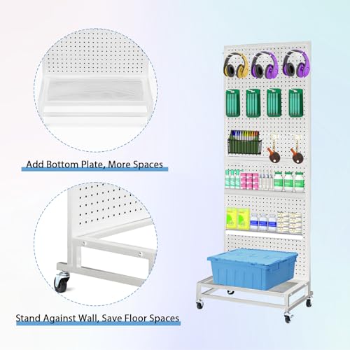 NectaCol Metal Pegboard Display Stand with Base Plate, Two Separately Pegboard Panels, 2'x 5' Standing Pegboard Display wi...