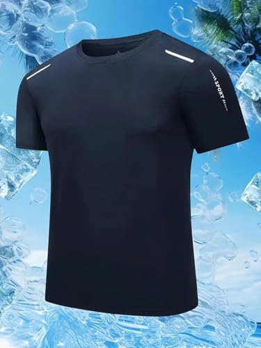 Quick Dry Ice Silk Athletic T-Shirts for Men, Athletic Short Sleeve Moisture Wicking Tee for Running,Training （1 Piece）