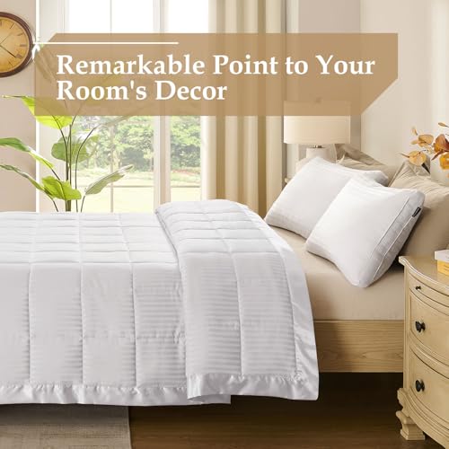 downluxe King Size Blanket with Satin Trim, Lightweight Down Alternative King Blanket for All Season, Machine Washable (Iv...