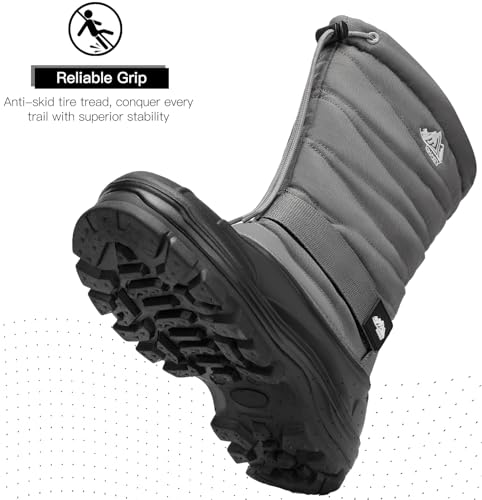 Kricely Men's Snow Boots Waterproof Non-Slip Outdoor Hiking Athletic Warm Fur Boot Comfortable Causual Cold-Weather Boots
