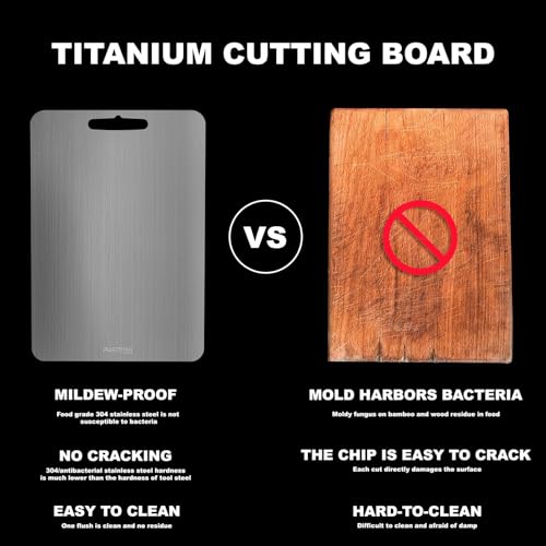 Pure Titan® Non-Porous Titanium Cutting Board – Superior Hygiene, Dishwasher Safe & Non-Slip | Ideal for Chefs, Raw Meat, ...