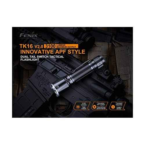 Fenix TK16 v2.0 Tactical Flashlight, 3100 Lumen Long Throw, USB-C Rechargeable, with LumenTac Organizer