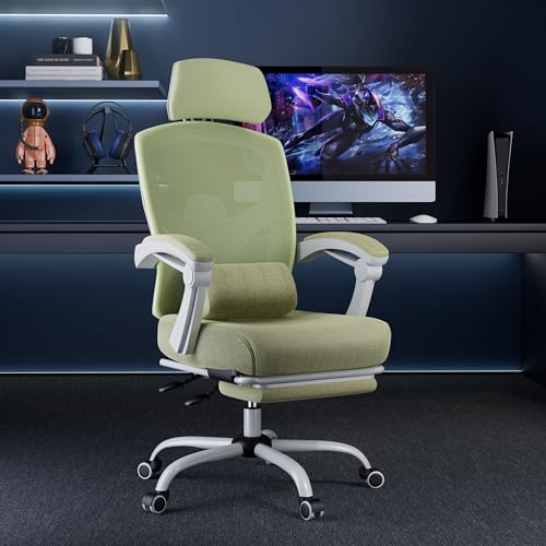 DUMOS Office Desk Chair with Footrest Ergonomic Gaming Chair for Adults Computer Mesh, Lumbar Support,Swivel Reclining wit...