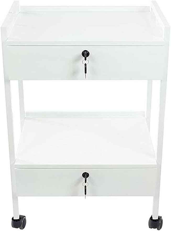 SKINACT Pro Medical Dental Mobile Utility Cabinet & Cart with Steel Frame and Two Drawer