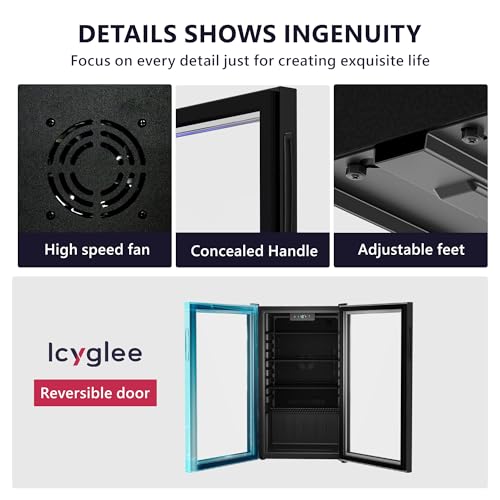 Icyglee Beverage Refrigerator Cooler, 126 Can Mini Fridge with Glass Door for Wine, Soda Beer, Beverage Cooler for Home, B...