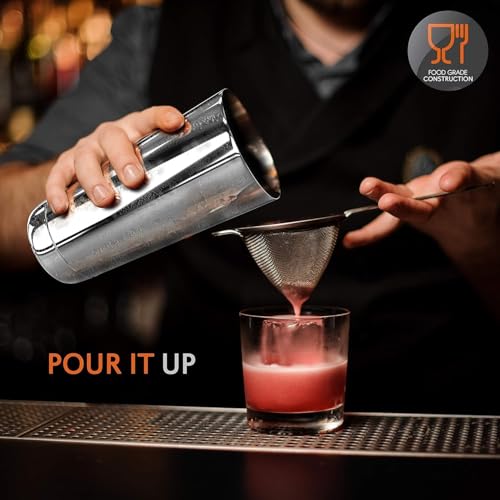 NutriChef Mixology Bartender Cocktail Shaker Set - Includes 15 & 30 oz Stainless Steel Shakers, 6 Bottle Pourers & More - ...