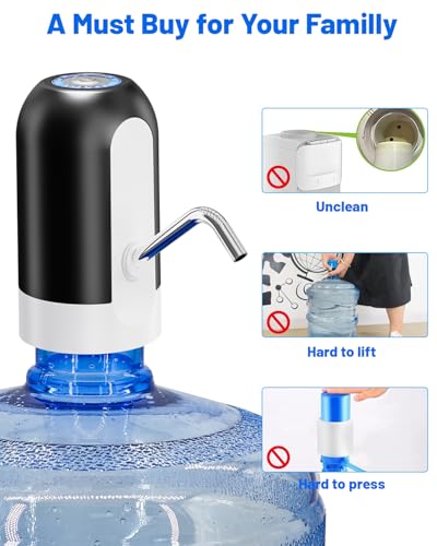 Myvision Water Dispenser for 5 Gallon Bottle, Portable USB Charging Electric Water Pump, Drinking Water Jug Pump for Home,...