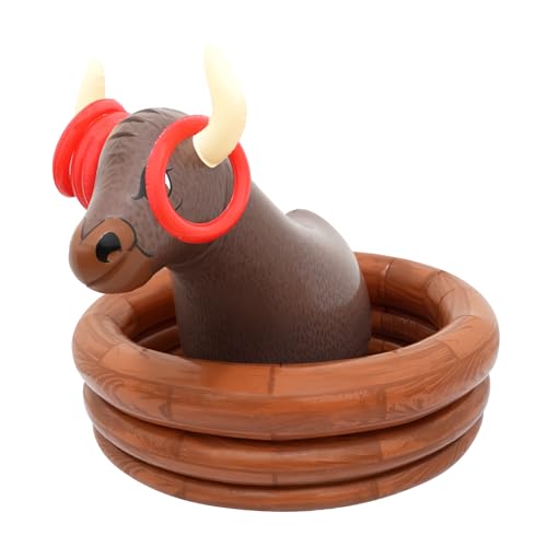 Inflatable Water Bull Ice Bucket with Rings Toss,Bull Cooler Beverage Serving Container Christmas Decorations Party Suppli...