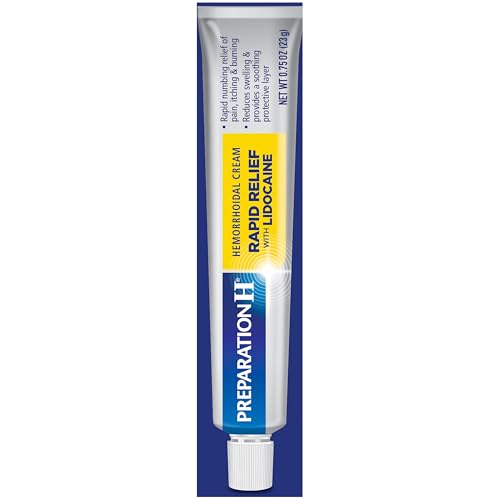 Preparation H Rapid Relief Hemorrhoid Cream with Lidocaine, Numbing Relief for Swelling, Pain, Burning and Itching - 0.75 Oz Tube