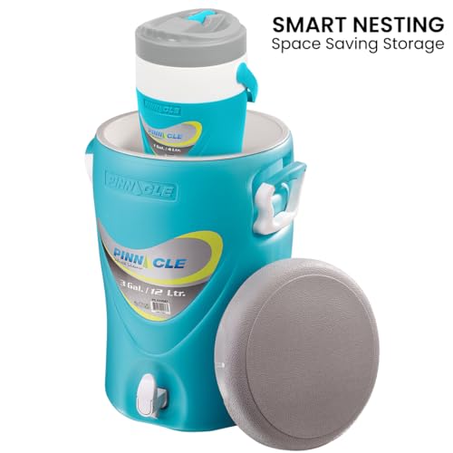 3-Gallon Water Cooler and 1-Gallon Water Jug Set – Insulated Beverage Cooler Dispenser with Pull Tap Spout – Leakproof Spo...