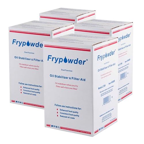 MirOil L112 Fry Powder Oil Stabilizer and Filter Aid, 4 x 4 Gallons of L104 (16 Gallons) Fry Powder, Deep Fryer Oil Saver, Extends Cooking Grease Life & Remove Carbon Deposit, Fryer Grease Contaminant