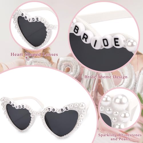 KICOSY Bride Sunglasses for Bachelorette White Heart Sunglasses Bride to Be Sunglasses Womens Bachelorette Sunglasses