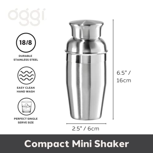 OGGI Mini Cocktail Shaker 10oz - Stainless Steel - Ideal Single Serve Martini Shaker, Great Small Size Suitable for Mini B...