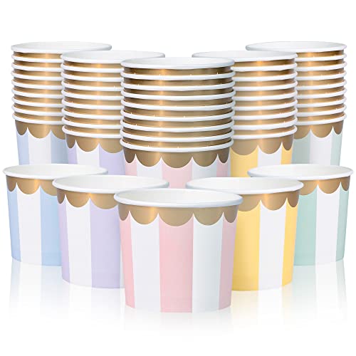 Confettiville Paper Ice Cream Cups, 50-Count 11-Oz Disposable Dessert Bowls for Hot or Cold Food, 11-Ounce Party Supplies ...