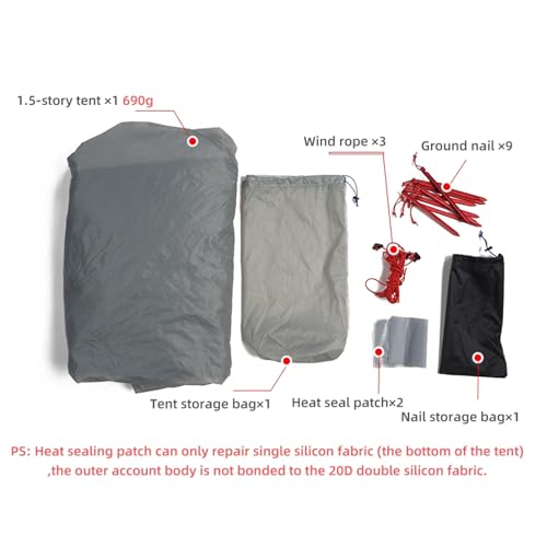 3FULGEAR Lanshan 1 Pro Upgraded Ultralight 1-Person Camping Tent – 3/4 Season, 20D Double-Sided Silicone Nylon, Waterproo...
