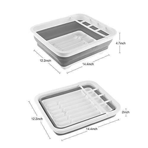 THANSTAR Collapsible Dish Drying Rack Portable Dinnerware Drainer Organizer for Kitchen RV Campers Travel Trailer Space Sa...