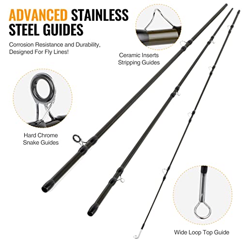 TOPFORT Fly Fishing Rod and Reel Combo Starter Kit, 4 Piece Lightweight Ultra-Portable Graphite Fly Rod Complete Starter P...
